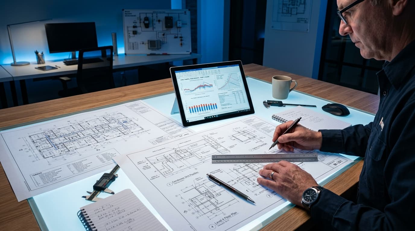 Planos técnicos y cálculo de dimensionamiento térmico HVAC